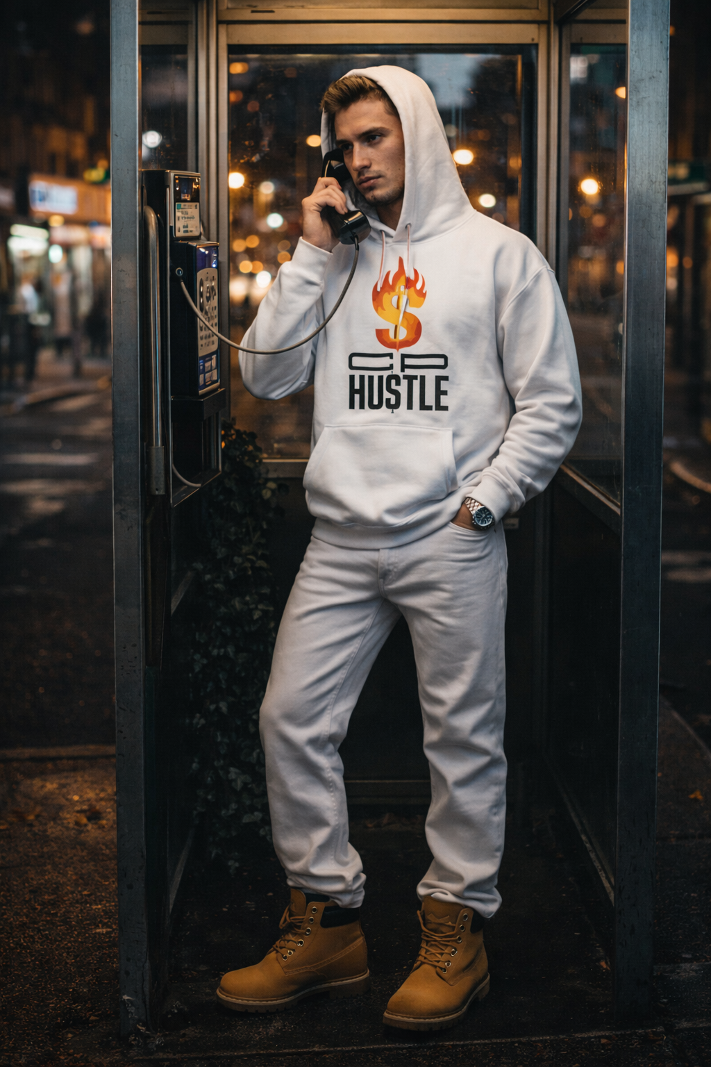CP Hustle "Fresh blanco Fire" Hoodie - WHITE